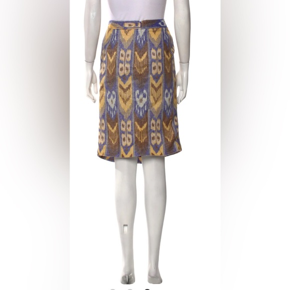 Tory Burch Blue and Gold A-Line Knee-Length Skirt NWT